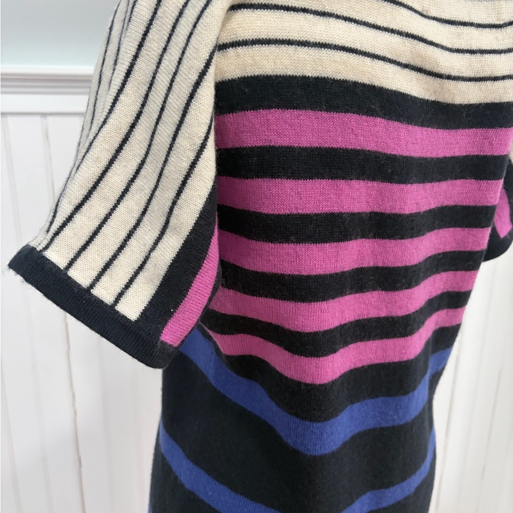 LOFT Black, Pink, and Blue Striped Midi Dress - Picture 6 of 8
